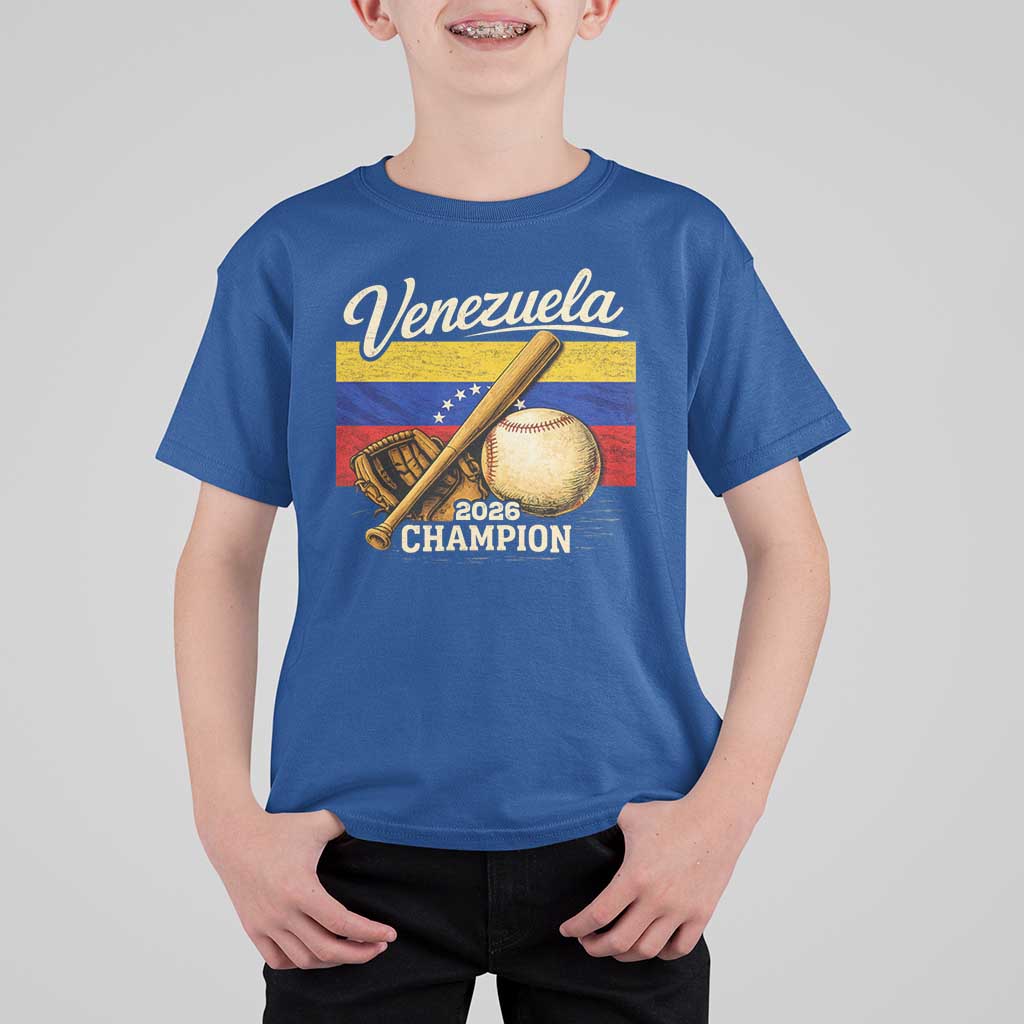 Venezuela Baseball 2026 T Shirt For Kid Champions Vintage Venezuelan Flag Baseball Fan Gift
