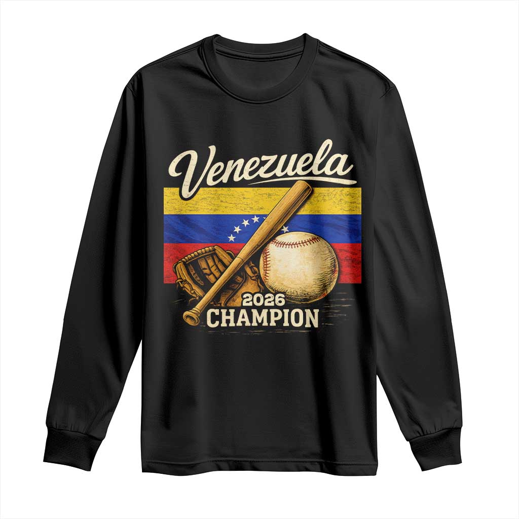 Venezuela Baseball 2026 Long Sleeve Shirt Champions Vintage Venezuelan Flag Baseball Fan Gift