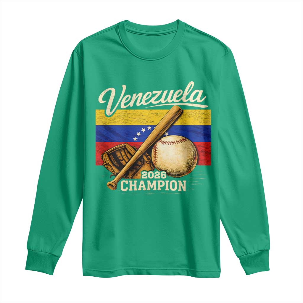 Venezuela Baseball 2026 Long Sleeve Shirt Champions Vintage Venezuelan Flag Baseball Fan Gift