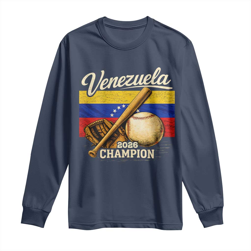 Venezuela Baseball 2026 Long Sleeve Shirt Champions Vintage Venezuelan Flag Baseball Fan Gift