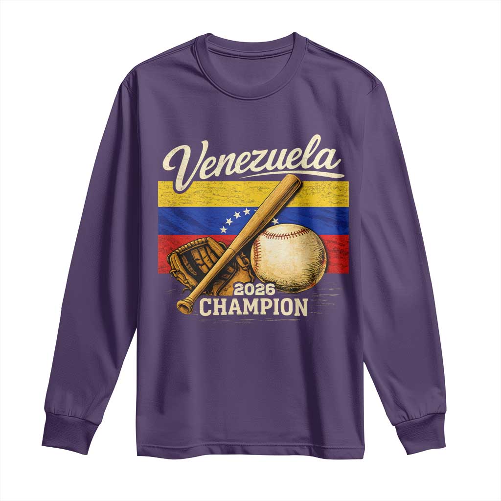 Venezuela Baseball 2026 Long Sleeve Shirt Champions Vintage Venezuelan Flag Baseball Fan Gift