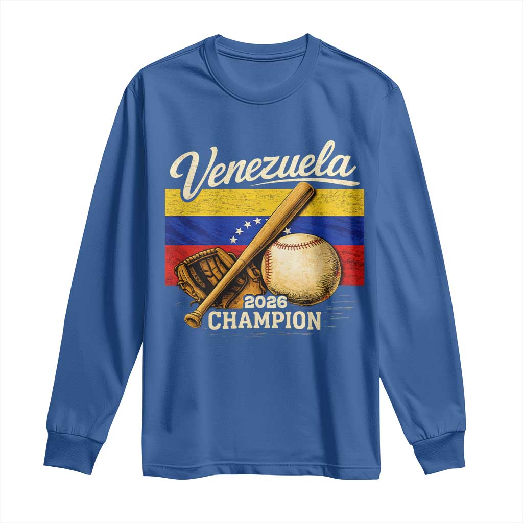 Venezuela Baseball 2026 Long Sleeve Shirt Champions Vintage Venezuelan Flag Baseball Fan Gift