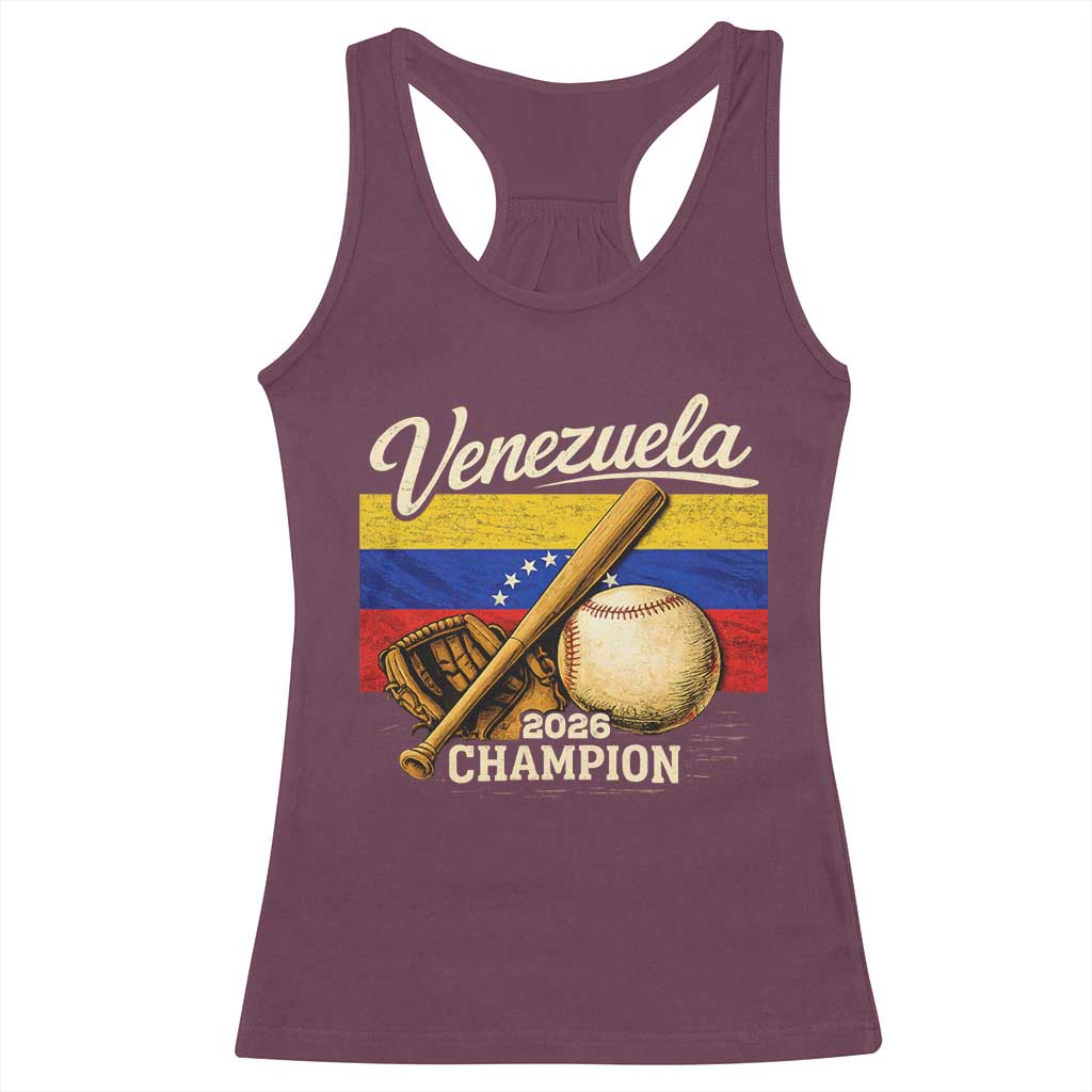 Venezuela Baseball 2026 Racerback Tank Top Champions Vintage Venezuelan Flag Baseball Fan Gift
