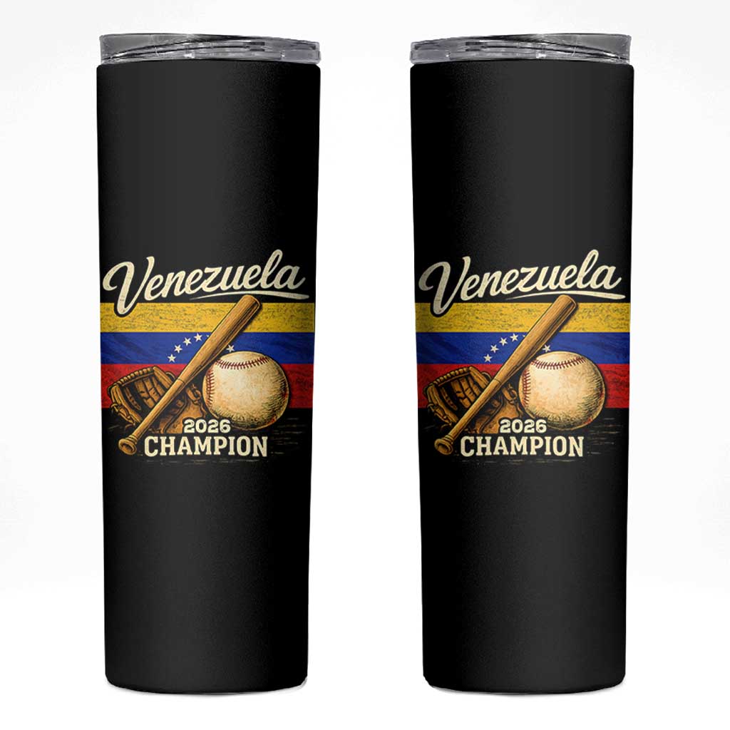 Venezuela Baseball 2026 Skinny Tumbler Champions Vintage Venezuelan Flag Baseball Fan Gift