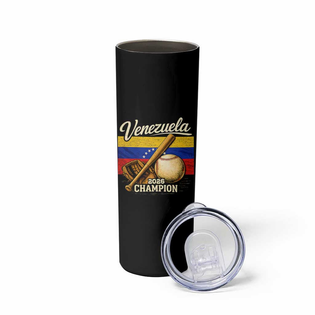 Venezuela Baseball 2026 Skinny Tumbler Champions Vintage Venezuelan Flag Baseball Fan Gift