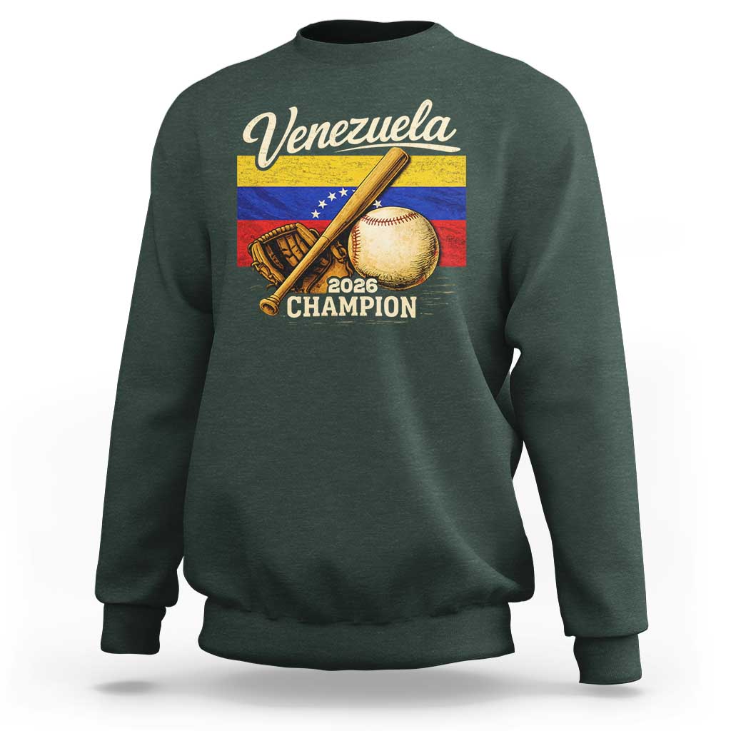 Venezuela Baseball 2026 Sweatshirt Champions Vintage Venezuelan Flag Baseball Fan Gift