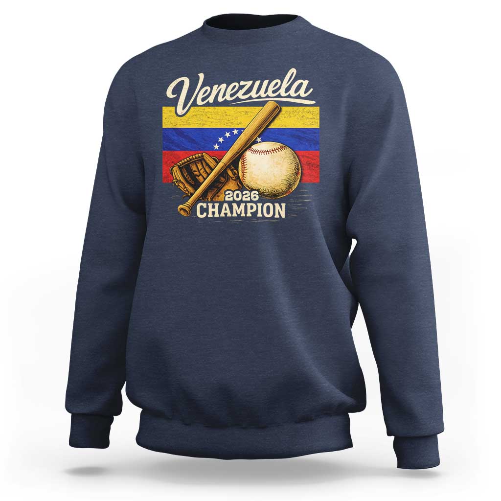 Venezuela Baseball 2026 Sweatshirt Champions Vintage Venezuelan Flag Baseball Fan Gift