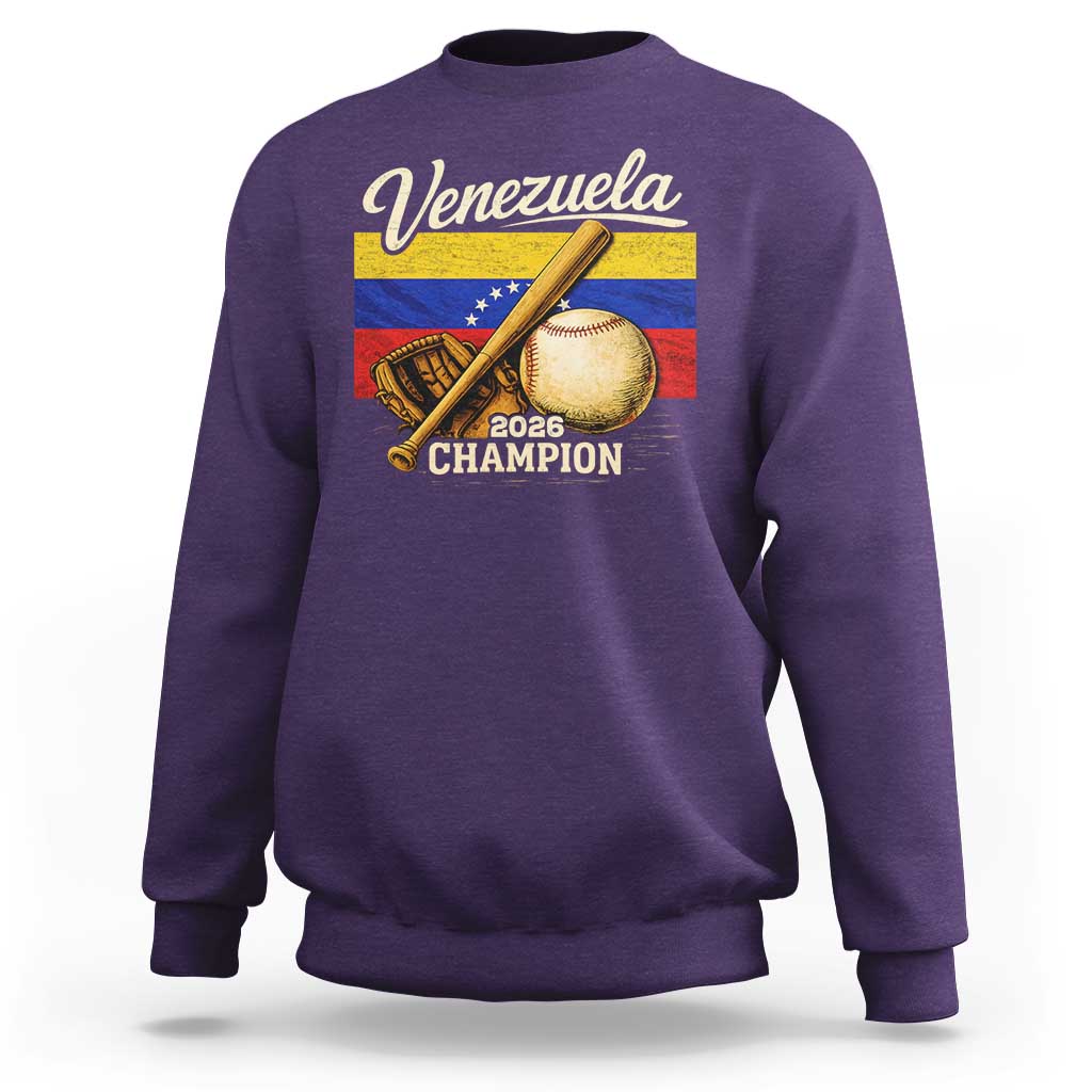 Venezuela Baseball 2026 Sweatshirt Champions Vintage Venezuelan Flag Baseball Fan Gift