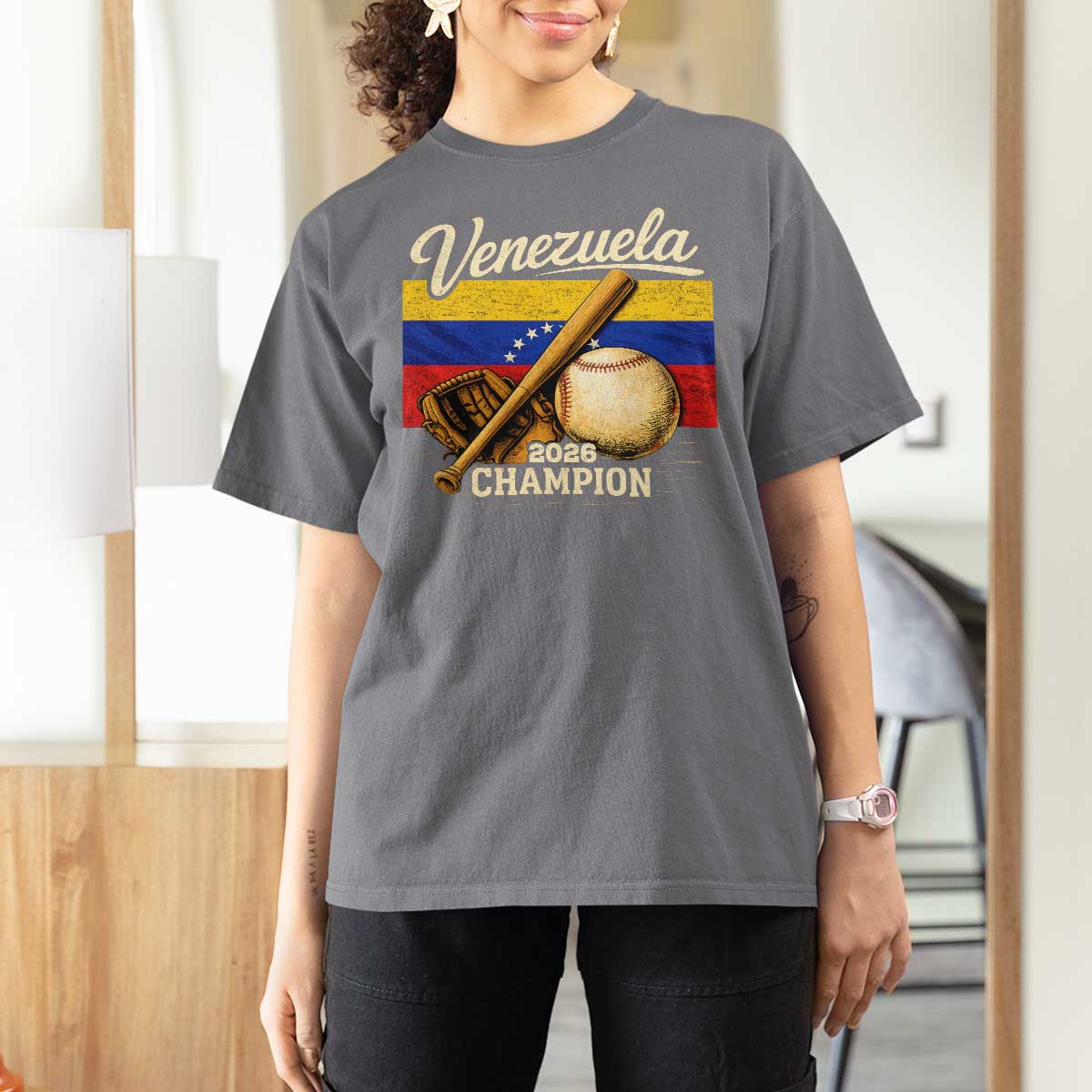 Venezuela Baseball 2026 T Shirt For Women Champions Vintage Venezuelan Flag Baseball Fan Gift