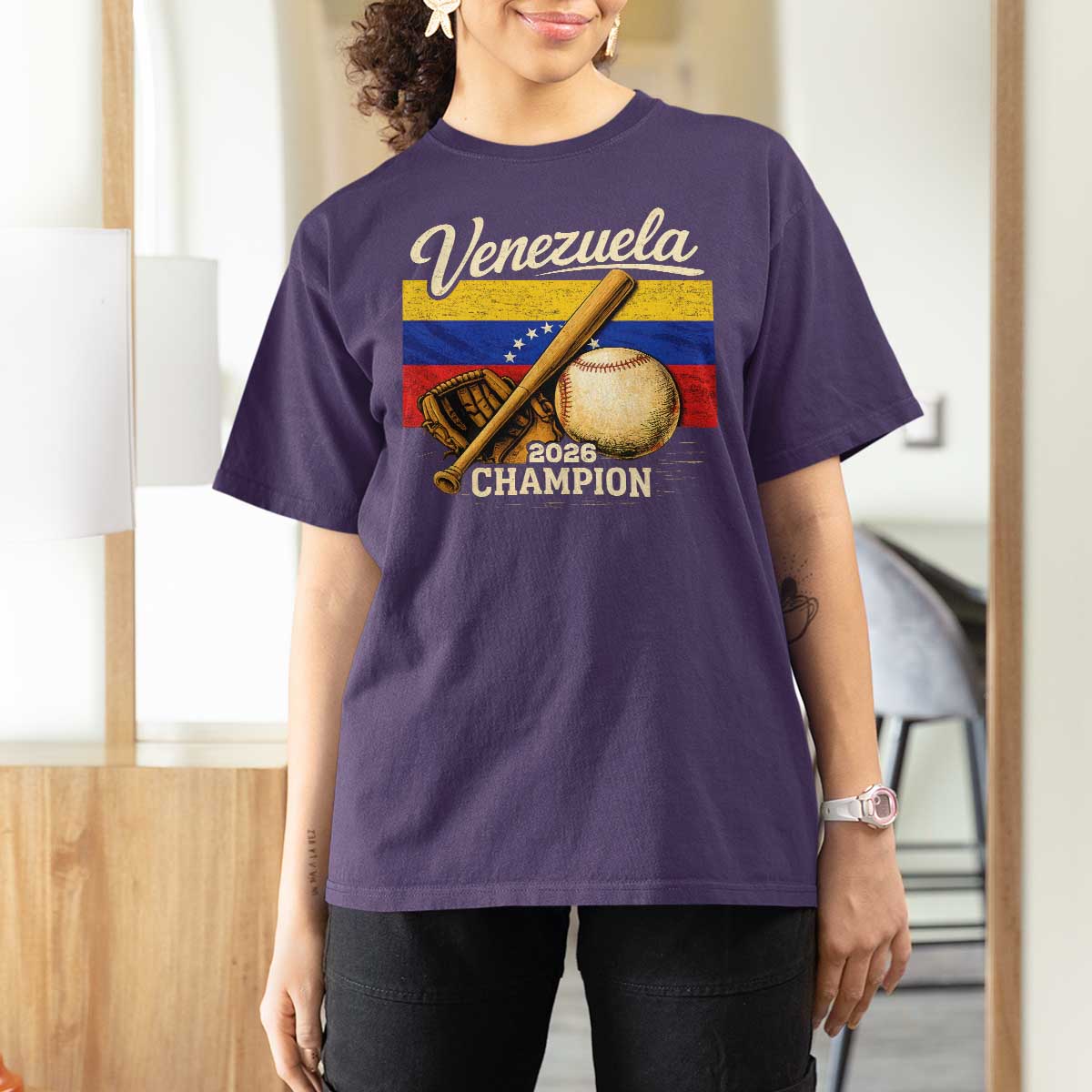 Venezuela Baseball 2026 T Shirt For Women Champions Vintage Venezuelan Flag Baseball Fan Gift