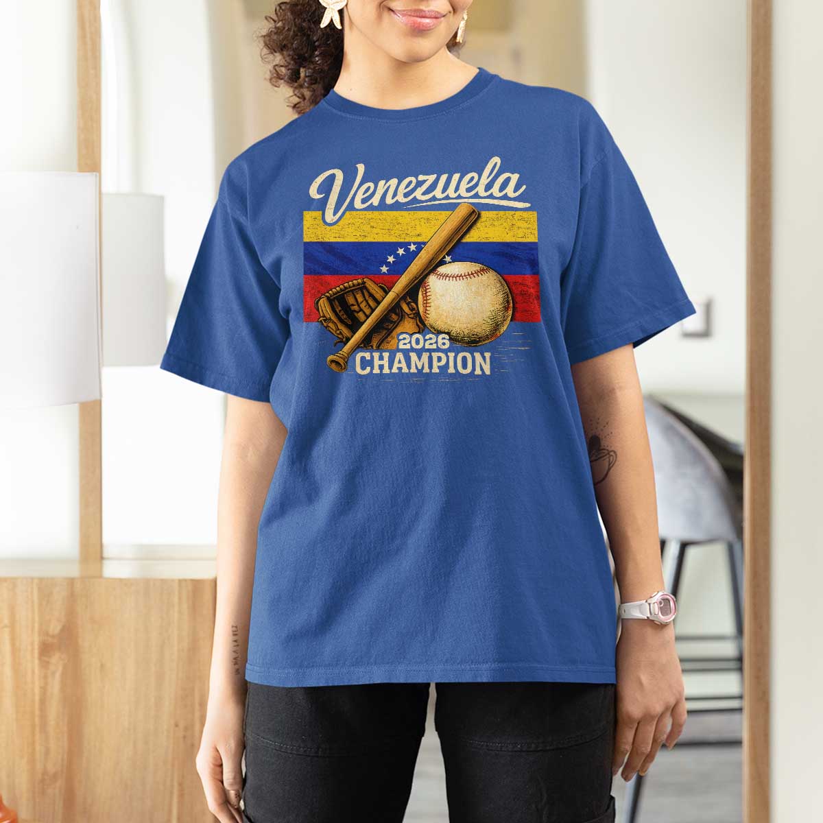 Venezuela Baseball 2026 T Shirt For Women Champions Vintage Venezuelan Flag Baseball Fan Gift