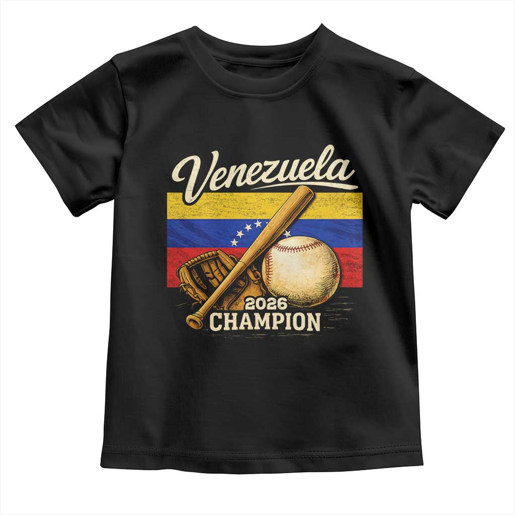Venezuela Baseball 2026 Toddler T Shirt Champions Vintage Venezuelan Flag Baseball Fan Gift