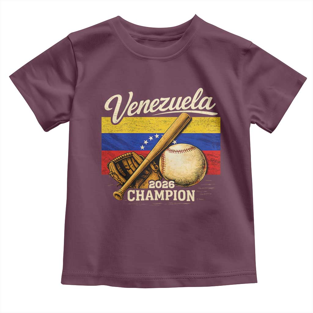 Venezuela Baseball 2026 Toddler T Shirt Champions Vintage Venezuelan Flag Baseball Fan Gift