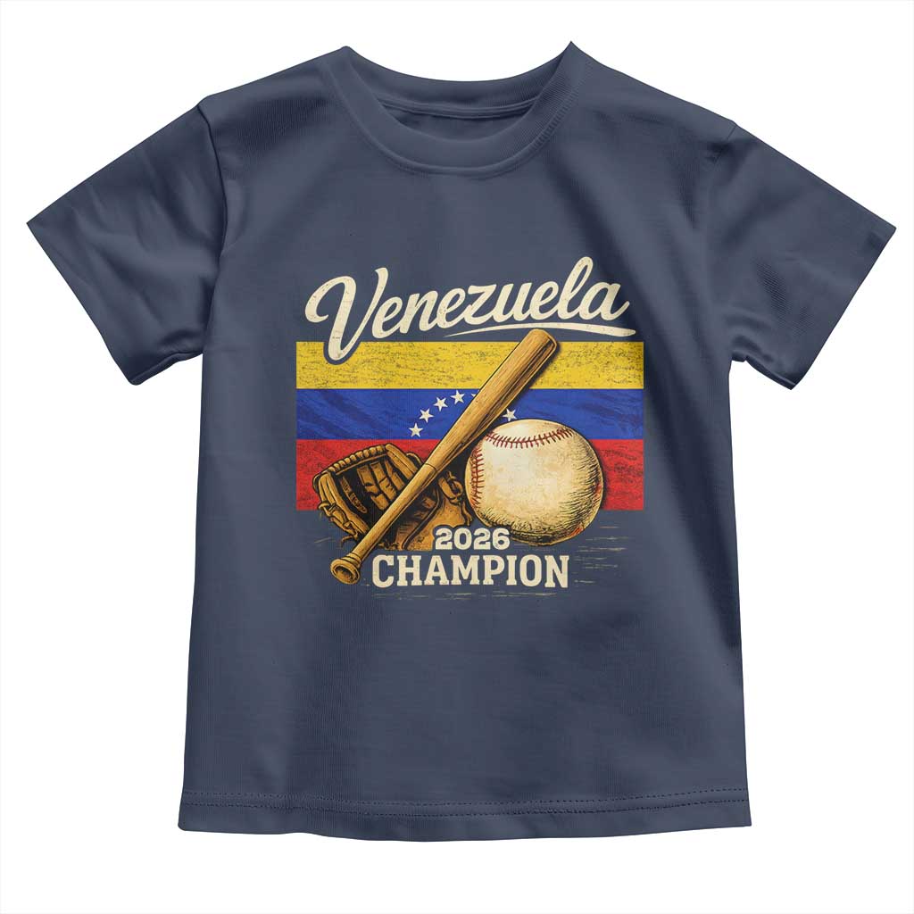 Venezuela Baseball 2026 Toddler T Shirt Champions Vintage Venezuelan Flag Baseball Fan Gift