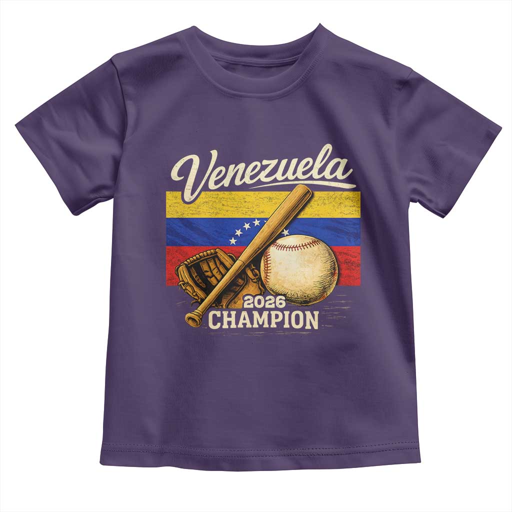 Venezuela Baseball 2026 Toddler T Shirt Champions Vintage Venezuelan Flag Baseball Fan Gift