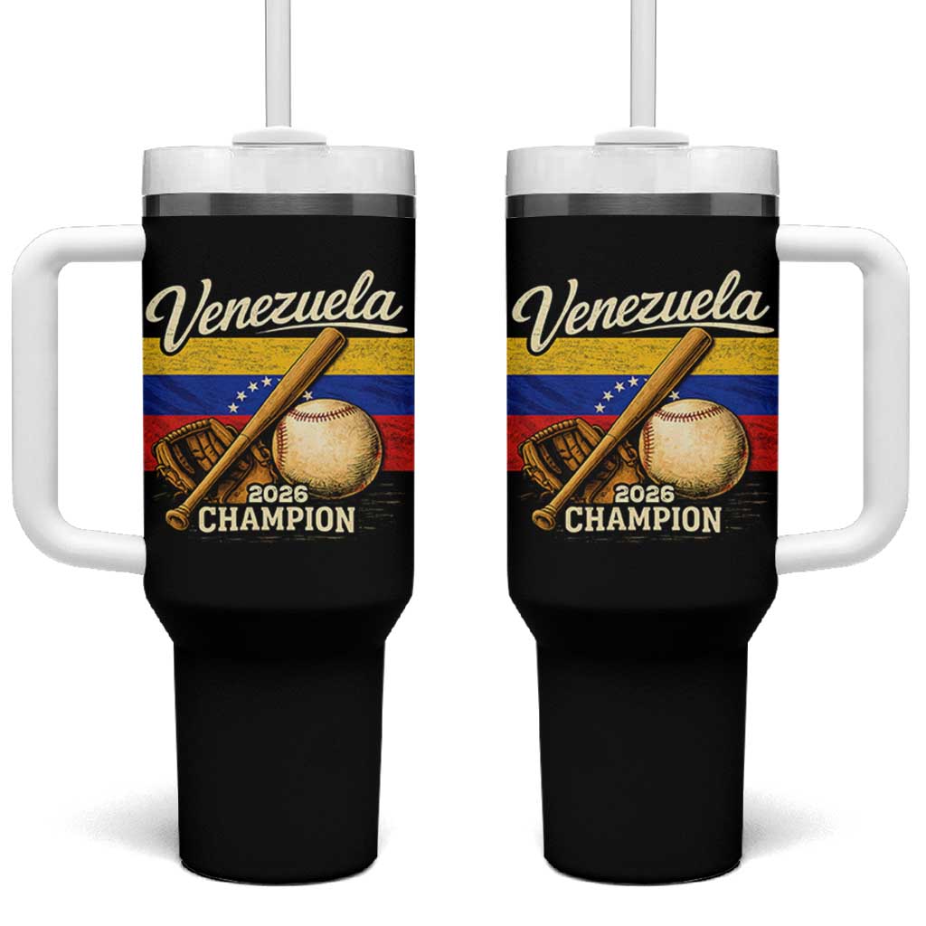 Venezuela Baseball 2026 Tumbler With Handle Champions Vintage Venezuelan Flag Baseball Fan Gift