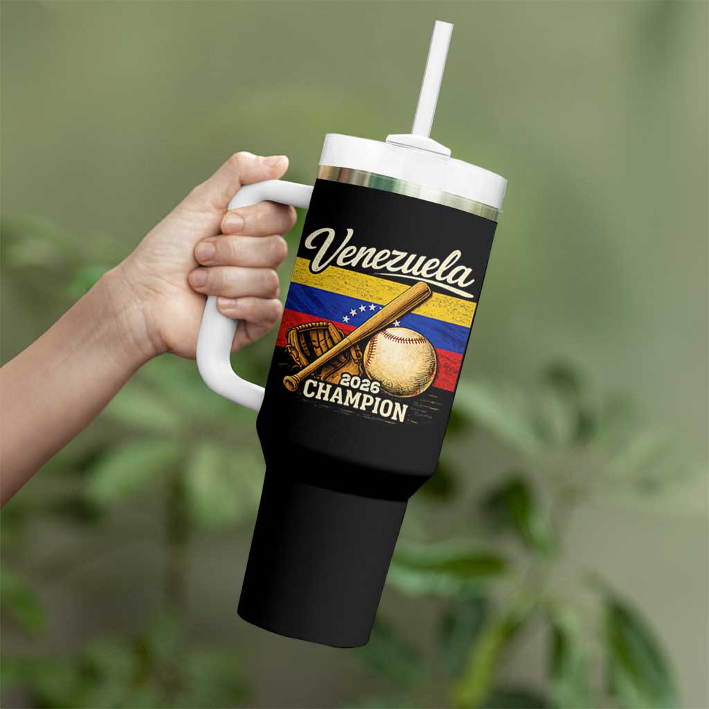 Venezuela Baseball 2026 Tumbler With Handle Champions Vintage Venezuelan Flag Baseball Fan Gift