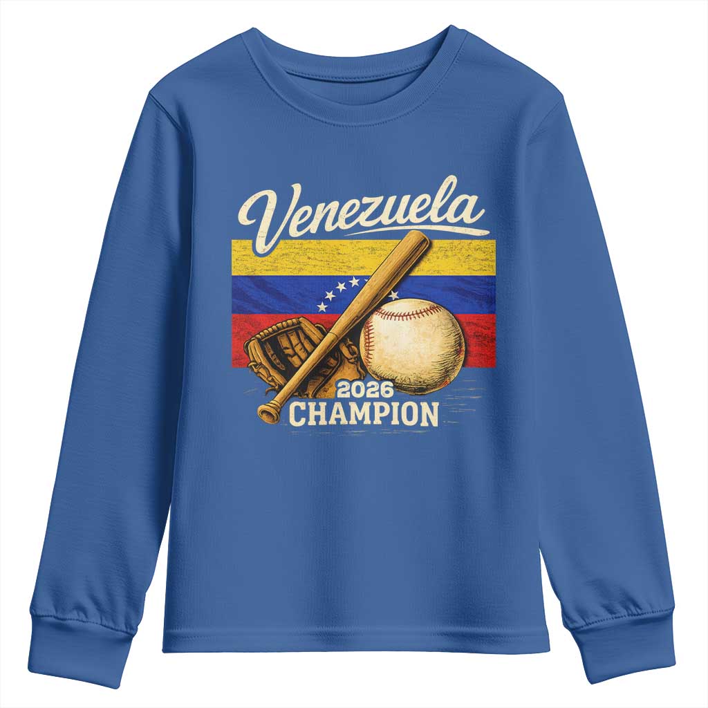 Venezuela Baseball 2026 Youth Sweatshirt Champions Vintage Venezuelan Flag Baseball Fan Gift