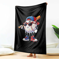 Baseball Drip Ice Cream Throw Blanket Youth Drip Baseball Boys Kid Red White And Blue