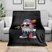 Baseball Drip Ice Cream Throw Blanket Youth Drip Baseball Boys Kid Red White And Blue