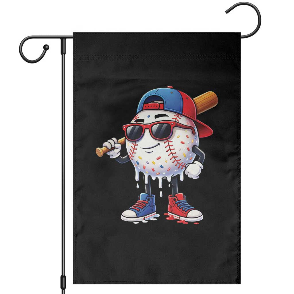 Baseball Drip Ice Cream Garden Flag Youth Drip Baseball Boys Kid Red White And Blue