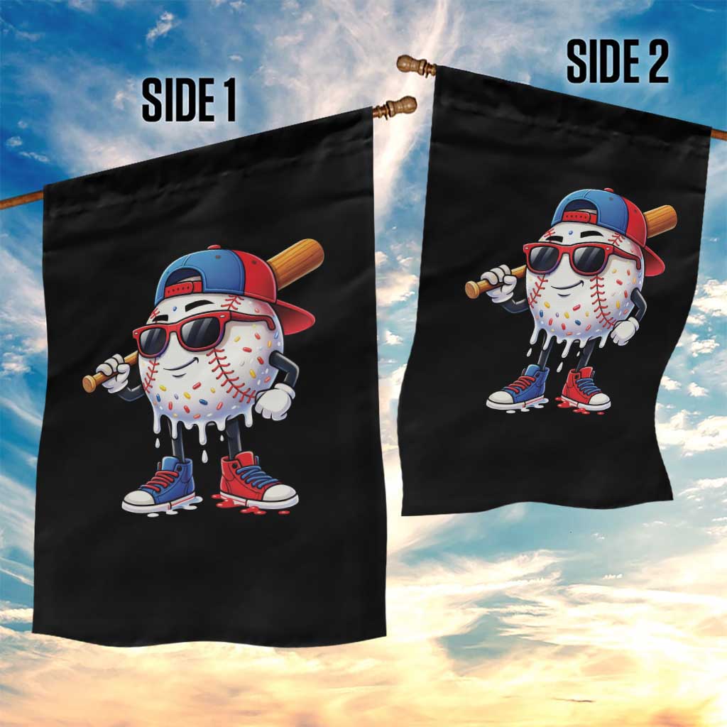 Baseball Drip Ice Cream Garden Flag Youth Drip Baseball Boys Kid Red White And Blue