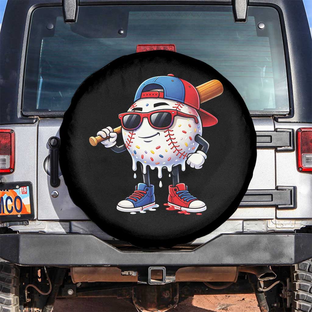 Baseball Drip Ice Cream Spare Tire Cover Youth Drip Baseball Boys Kid Red White And Blue