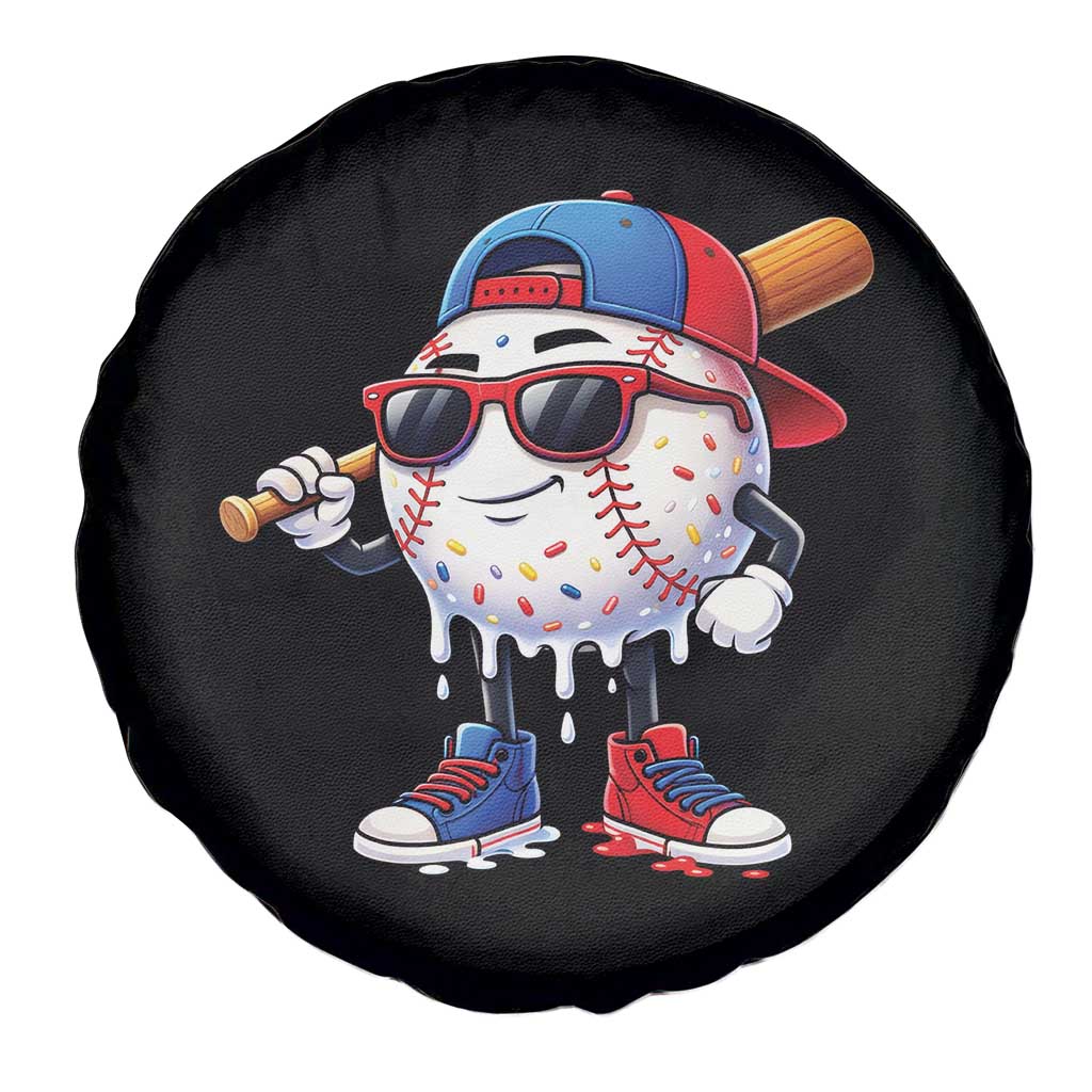Baseball Drip Ice Cream Spare Tire Cover Youth Drip Baseball Boys Kid Red White And Blue