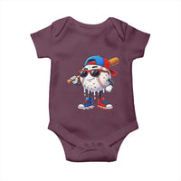 Baseball Drip Ice Cream Baby Onesie Youth Drip Baseball Boys Kid Red White And Blue