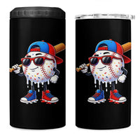 Baseball Drip Ice Cream 4 in 1 Can Cooler Tumbler Youth Drip Baseball Boys Kid Red White And Blue