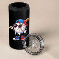 Baseball Drip Ice Cream 4 in 1 Can Cooler Tumbler Youth Drip Baseball Boys Kid Red White And Blue