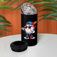 Baseball Drip Ice Cream 4 in 1 Can Cooler Tumbler Youth Drip Baseball Boys Kid Red White And Blue