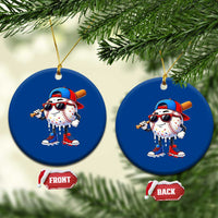 Baseball Drip Ice Cream Ceramic Ornament Youth Drip Baseball Boys Kid Red White And Blue