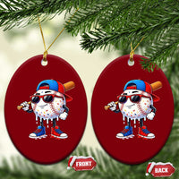 Baseball Drip Ice Cream Ceramic Ornament Youth Drip Baseball Boys Kid Red White And Blue