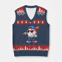 Baseball Drip Ice Cream V-Neck Knit Sweater Vest Youth Drip Baseball Boys Kid Red White And Blue