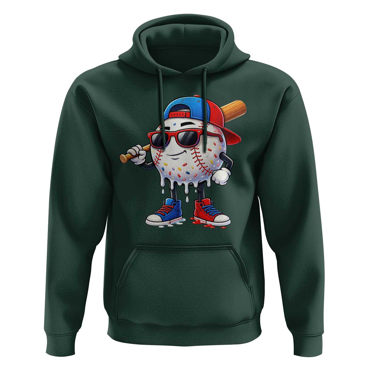 Baseball Drip Ice Cream Hoodie Youth Drip Baseball Boys Kid Red White And Blue