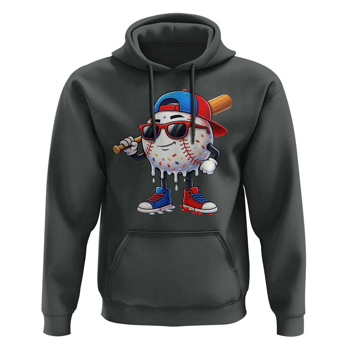 Baseball Drip Ice Cream Hoodie Youth Drip Baseball Boys Kid Red White And Blue