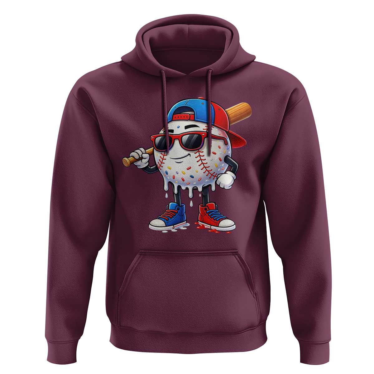Baseball Drip Ice Cream Hoodie Youth Drip Baseball Boys Kid Red White And Blue