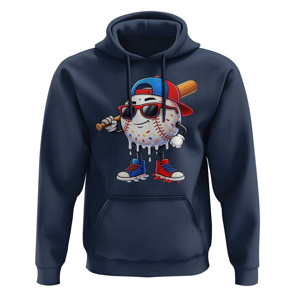Baseball Drip Ice Cream Hoodie Youth Drip Baseball Boys Kid Red White And Blue
