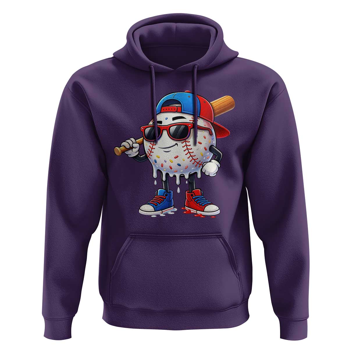 Baseball Drip Ice Cream Hoodie Youth Drip Baseball Boys Kid Red White And Blue