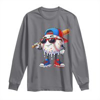 Baseball Drip Ice Cream Long Sleeve Shirt Youth Drip Baseball Boys Kid Red White And Blue