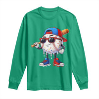 Baseball Drip Ice Cream Long Sleeve Shirt Youth Drip Baseball Boys Kid Red White And Blue