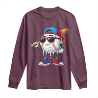 Baseball Drip Ice Cream Long Sleeve Shirt Youth Drip Baseball Boys Kid Red White And Blue