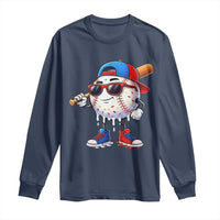Baseball Drip Ice Cream Long Sleeve Shirt Youth Drip Baseball Boys Kid Red White And Blue
