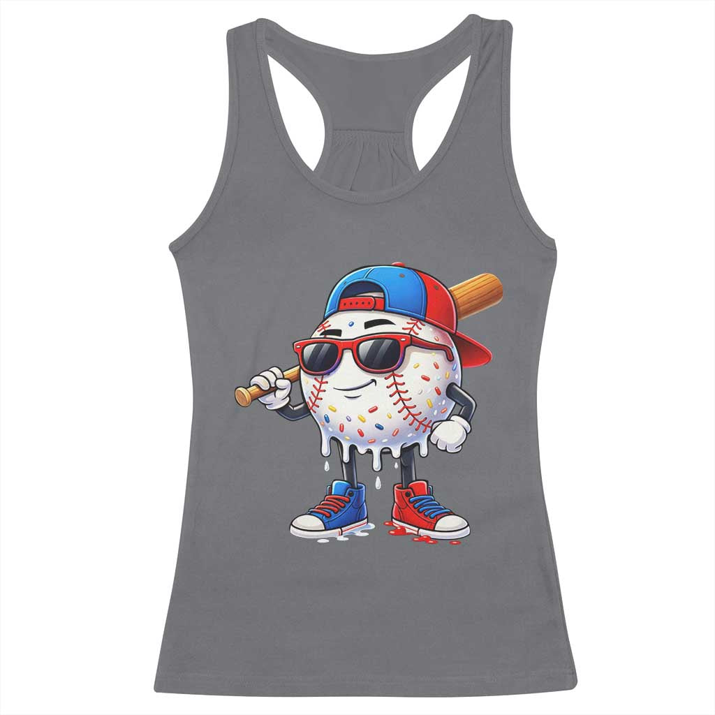 Baseball Drip Ice Cream Racerback Tank Top Youth Drip Baseball Boys Kid Red White And Blue