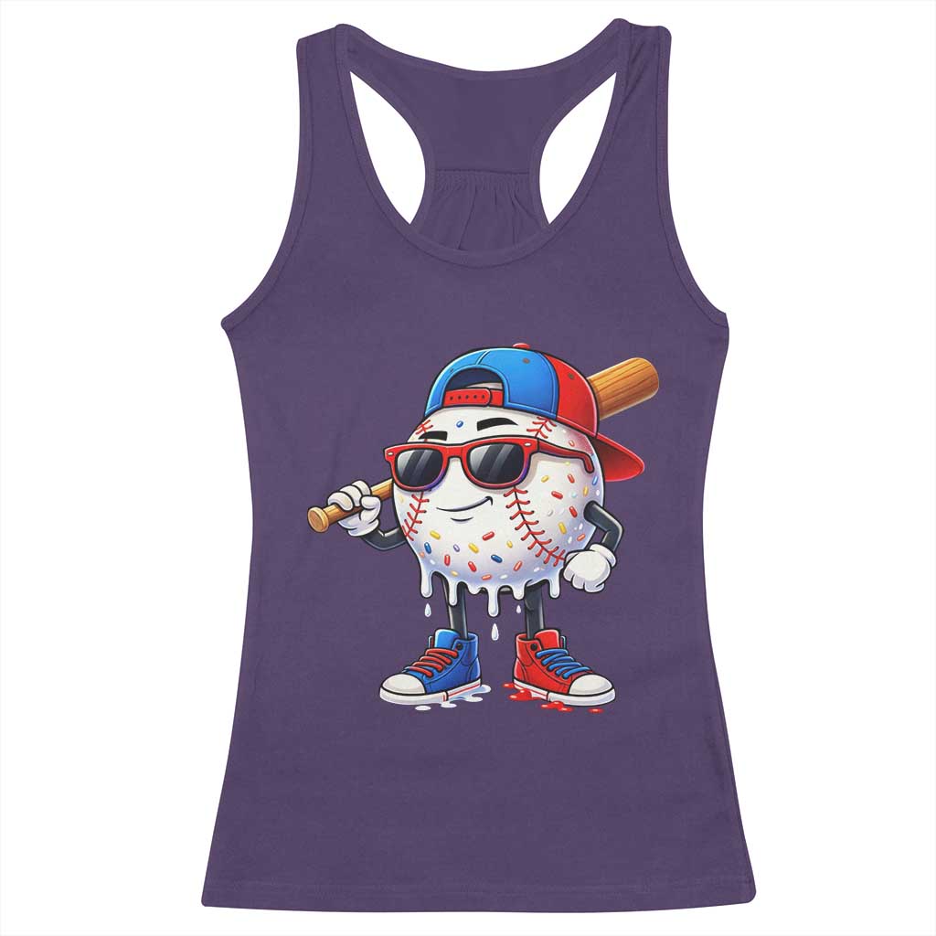 Baseball Drip Ice Cream Racerback Tank Top Youth Drip Baseball Boys Kid Red White And Blue