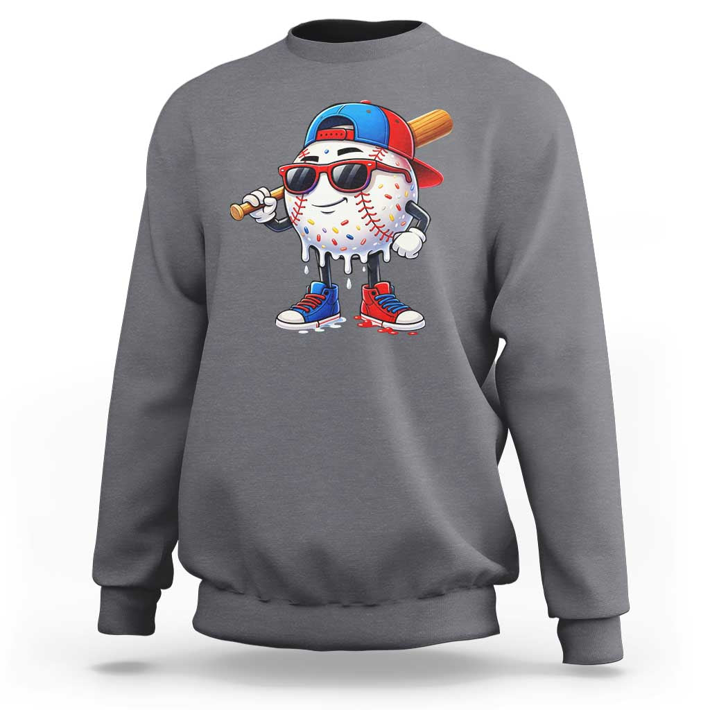 Baseball Drip Ice Cream Sweatshirt Youth Drip Baseball Boys Kid Red White And Blue