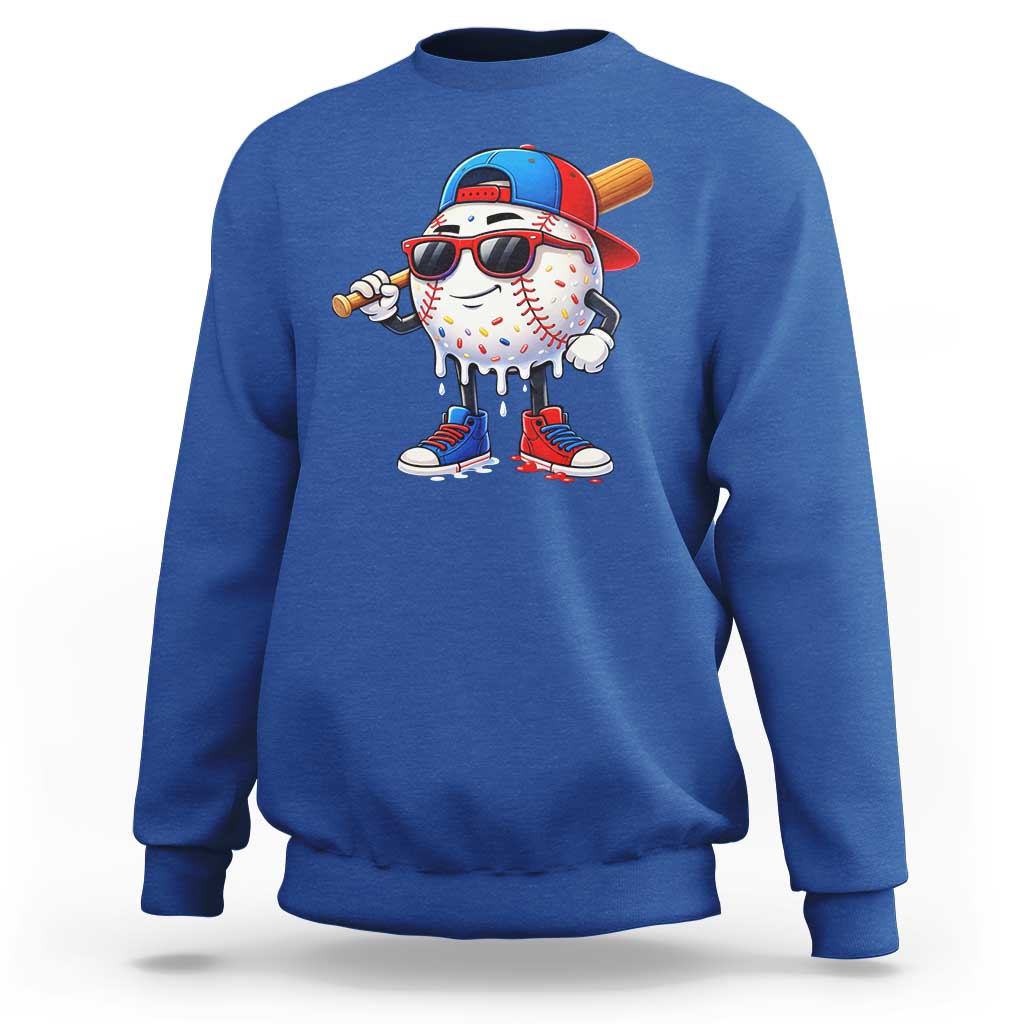 Baseball Drip Ice Cream Sweatshirt Youth Drip Baseball Boys Kid Red White And Blue
