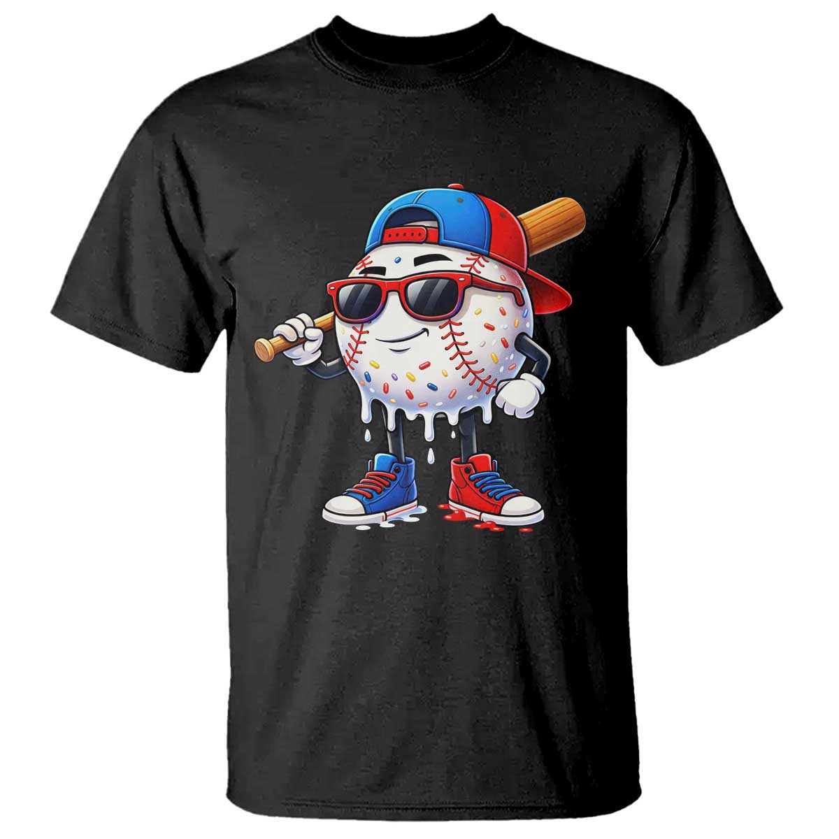 Baseball Drip Ice Cream T Shirt Youth Drip Baseball Boys Kid Red White And Blue