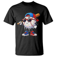 Baseball Drip Ice Cream T Shirt Youth Drip Baseball Boys Kid Red White And Blue